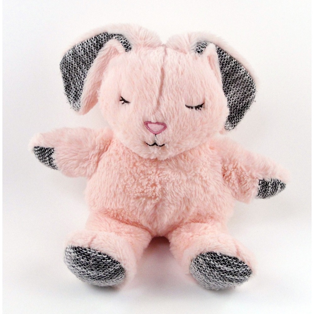 Animal Adventure Pink Bunny Rabbit Plush Sleepy Eyes Knit Black White Ears 2021
